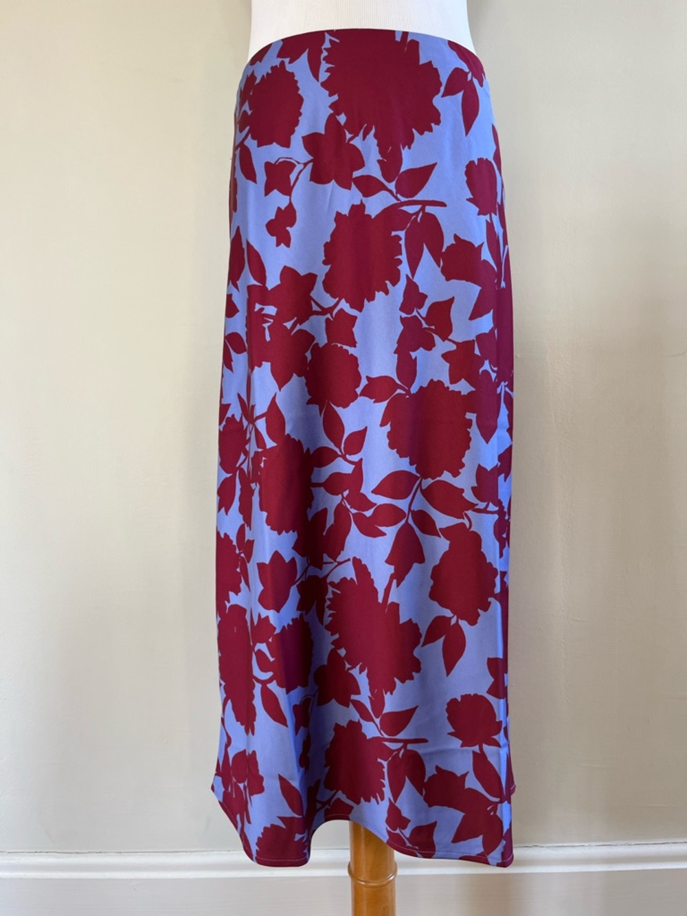 J. Crew Floral Midi Skirt in Periwinkle and Burgundy